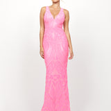 HARITA V NECK FISHTAIL GOWN B73D03L