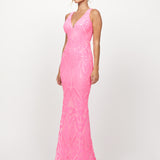 HARITA V NECK FISHTAIL GOWN B73D03L