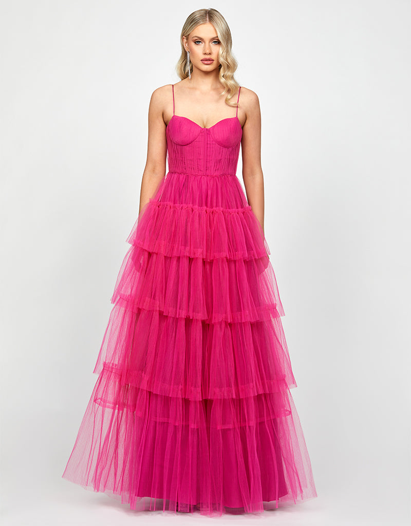 KIANA PLEATED TIERED BALL GOWN B73D09L