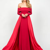 ZOLA OFF SHOULDER GOWN WITH DETACHABLE BELT B73D33L