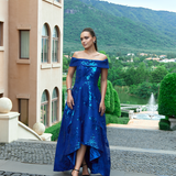 JAMIE OFF SHOULDER HI LO GOWN B74D21HL