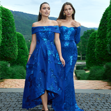 JAMIE OFF SHOULDER HI LO GOWN B74D21HL