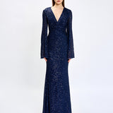 HANA BELL SLEEVE SEQUIN GOWN B74D25L