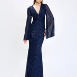 HANA BELL SLEEVE SEQUIN GOWN B74D25L
