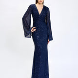 HANA BELL SLEEVE SEQUIN GOWN B74D25L