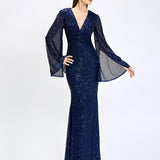 HANA BELL SLEEVE SEQUIN GOWN B74D25L