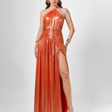 AISHA RUCHED HIGH NECK GOWN SAMPLE B75D24L