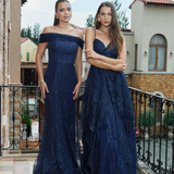 ALIANNA OFF SHOULDER GLITTER GOWN B75D88L