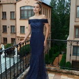 ALIANNA OFF SHOULDER GLITTER GOWN B75D88L