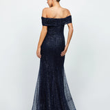 ALIANNA OFF SHOULDER GLITTER GOWN B75D88L