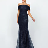 ALIANNA OFF SHOULDER GLITTER GOWN B75D88L