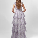 VIOLETA TIERED PRINT GOWN B76D44L - Lilac Print