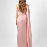 JUSTINE ONE SHOULDER CAPE GOWN B76D46L