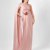 JUSTINE ONE SHOULDER CAPE GOWN B76D46L