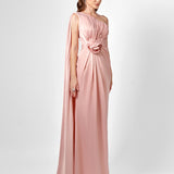 JUSTINE ONE SHOULDER CAPE GOWN B76D46L