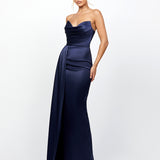 BONNI STRAPLESS SASH GOWN B77D52L - Navy