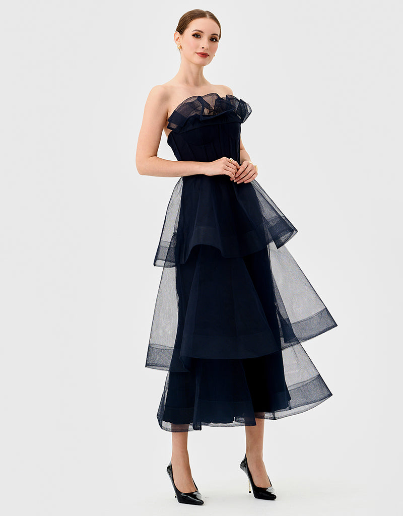 MADE TO ORDER -KASCADE TIERED RUFFLE MIDAXI B68D07L