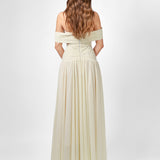 KEECIA OFF SHOULDER CHIFFON GOWN B77D74L - Cream