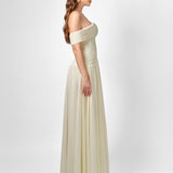KEECIA OFF SHOULDER CHIFFON GOWN B77D74L - Cream