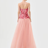 POPPI STRAPLESS FLORAL GOWN B81D01L