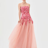 POPPI STRAPLESS FLORAL GOWN B81D01L