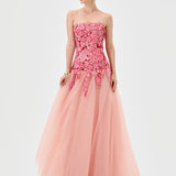 POPPI STRAPLESS FLORAL GOWN B81D01L