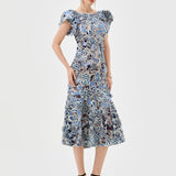 PERI FLUTTER SLEEVE MIDI B81D04S