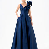 MIRELLA V NECK RUFFLE GOWN B81D51L