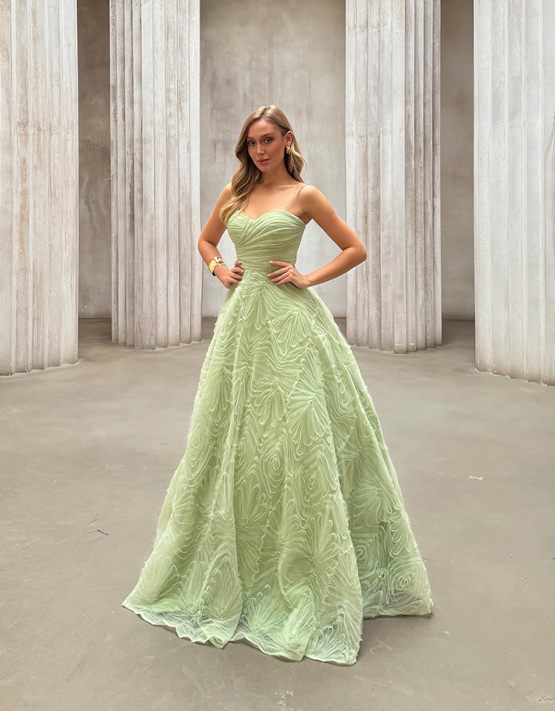 bariano green dress VIRGINIA CORSET STRAPLESS GOWN B82D66L - Plain Emerald 14 / Plain Emerald