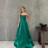 VIRGINIA CORSET STRAPLESS GOWN B82D66L - Plain Emerald