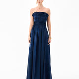 MEIRA STRAPLESS FRILL GOWN B83D0139 - Navy