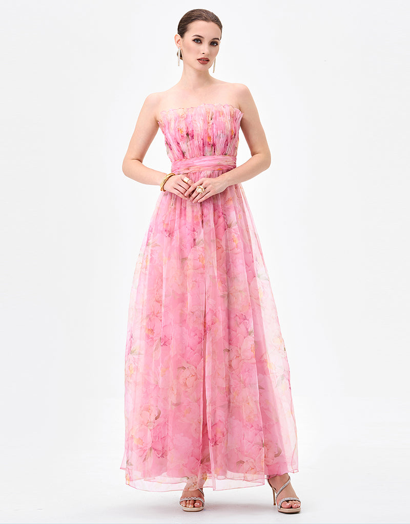 MEIRA STRAPLESS FRILL GOWN B83D0139