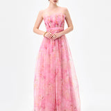 MEIRA STRAPLESS FRILL GOWN B83D0139