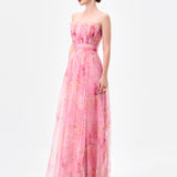 MEIRA STRAPLESS FRILL GOWN B83D0139