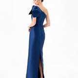 ARAMY ONE SHOULDER BOW GOWN B83D0160 - Navy