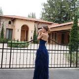 ZIANA STRAPLESS RUFFLE BALL GOWN B83D0186