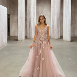 MORGANY PLUNGING BALL GOWN B83D0191 - Dusty Rose