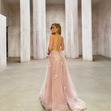 MORGANY PLUNGING BALL GOWN B83D0191 - Dusty Rose