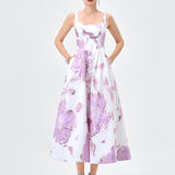 ROMAINE SQUARE NECK MIDI B83D0147