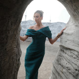 WEISS ASYMMETRIC OFF SHOULDER GOWN B84D0426