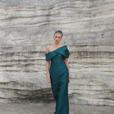 WEISS ASYMMETRIC OFF SHOULDER GOWN B84D0426