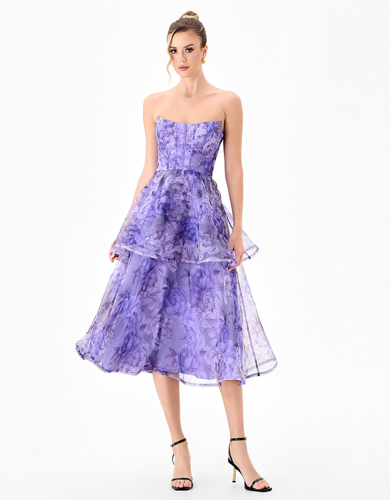 HARLUX TIERED STRAPLESS MIDI B86D0722