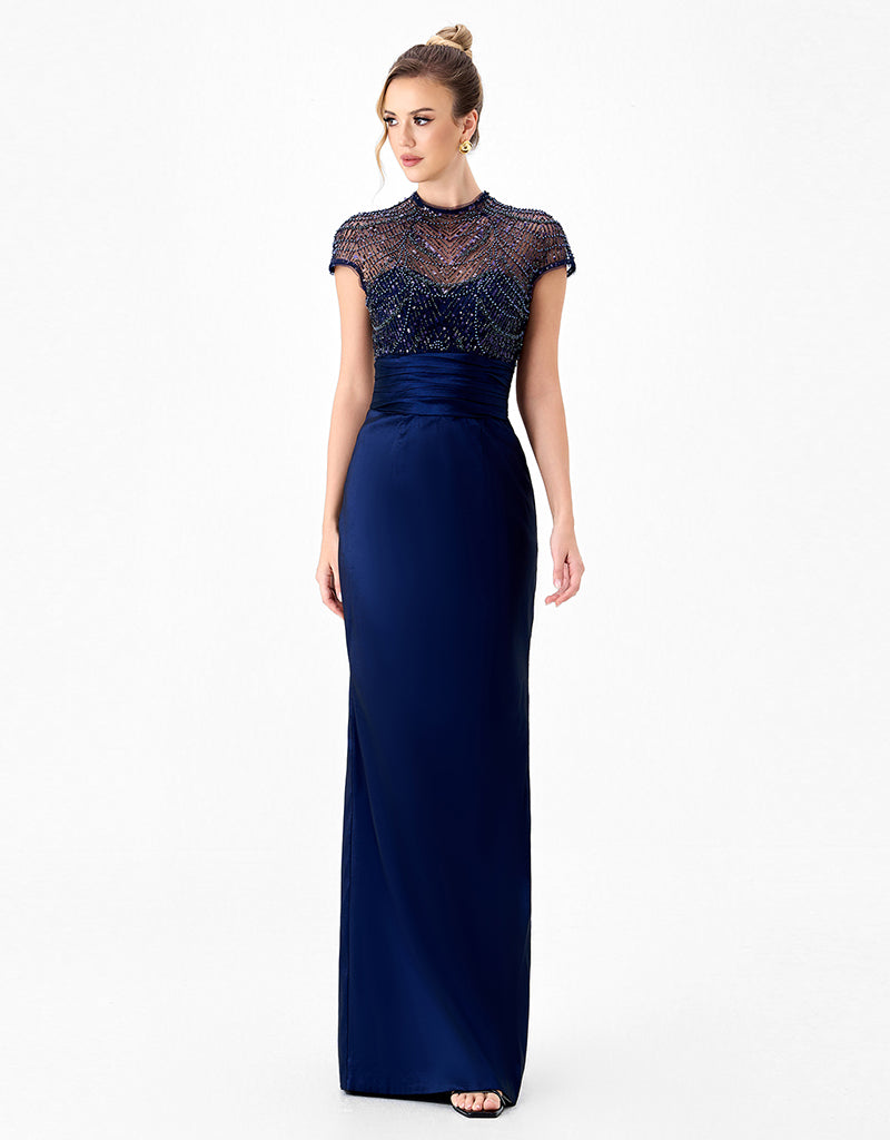 VEENA SHEER ILLUSION GOWN B86D0735