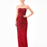 RUZY PEPLUM SEQUIN GOWN B86D0736