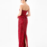 RUZY PEPLUM SEQUIN GOWN B86D0736