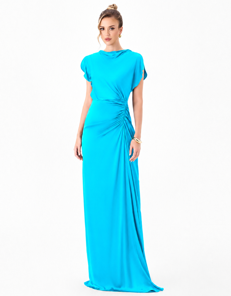 RASMI RUCHED SATIN GOWN B86D0747