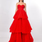 SYDNEY PLEATED TULLE TIERED BALL GOWN B70D15L