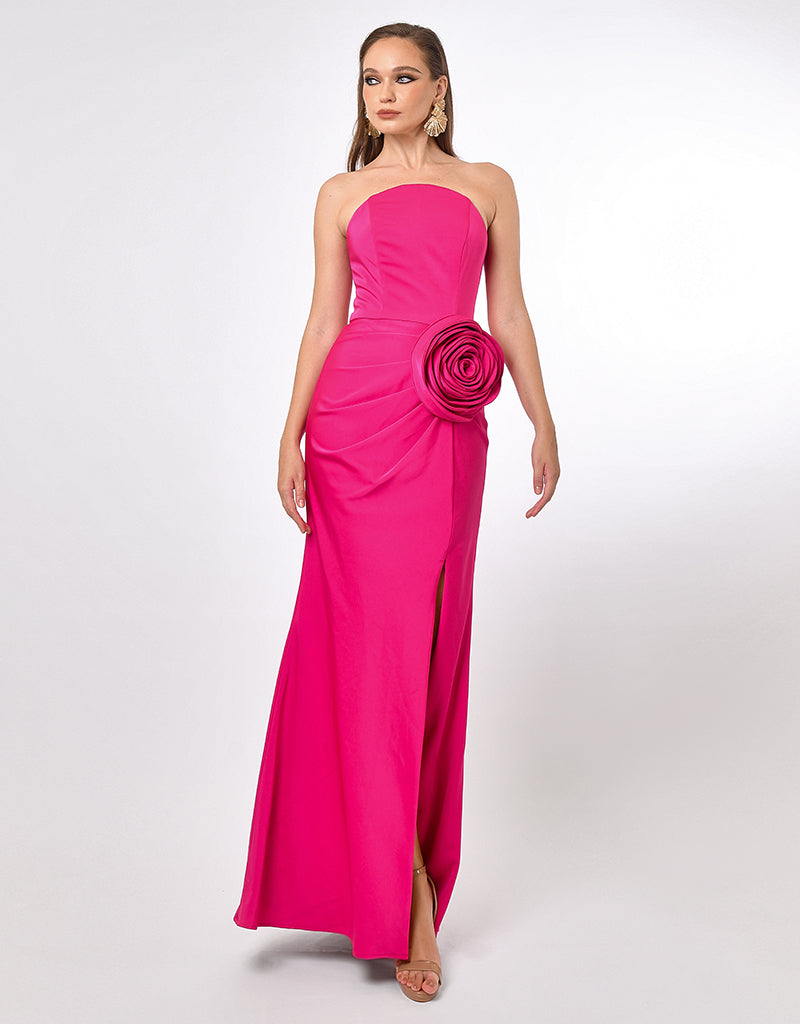 CALLIE STRAPLESS ROSETTE MAXI BL70D15L