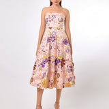 ROWAN STRAPLESS FLORAL MIDI BL70D01S