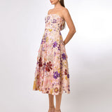 ROWAN STRAPLESS FLORAL MIDI BL70D01S